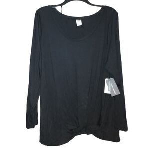 Melrose and marker black long sleeve scoop neck knot on bottom top